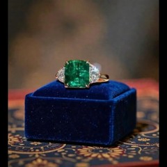 4.10 Ct Natural Emerald Art Deco Vintage Engagement Ring 14K Yellow Gold Over