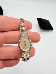 Paula Bohn Rhinestone Bracelet Watch Vintage Style Quartz Crystal Estate