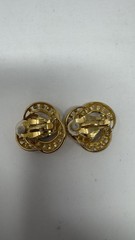 Erwin Pearl Vintage Earrings Clip On Yellow Gold With Blue Swirl Signed