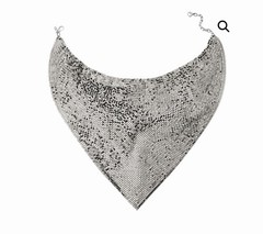 Whiting and Davis Silver Mesh Bib Scarf Bandana Necklace