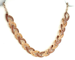 Vintage Monet 17″ Rose Gold Tone Pink Pave Rhinestone Braided Chain Necklace