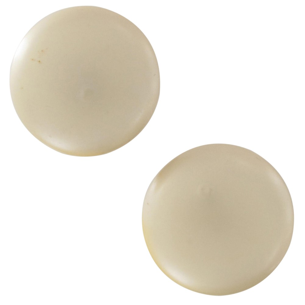 Laguna Domed Round Plain Cream Button Disc Clip On Earrings 7/8″ Vintage
