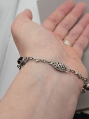 Vintage Black Crystal Art Deco Victorian Revival Bracelet Sadie Green 7 Inches