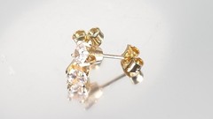 Vintage Estate 14K Solid Yellow Gold 0.5ct Cubic Zirconia Stud Earrings 4mm