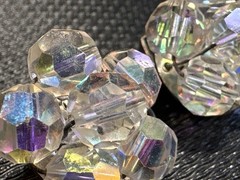 Aurora Borealis Faceted Glass Bead Clip-On Earrings N/A (Mid-20th Century)