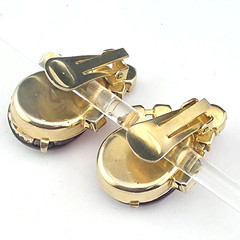 Chunky Vintage Red Pink Juliana Rhinestone Gold Tone Clip On Earrings 1.25″
