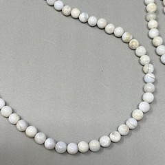 Dainty Stone Necklace White Opaque Gemstone Mini Bead 4.2mm Collar Chakra 19″