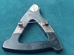 Made in Israel, Israeli Sterling Silver & Black Man Made Material Modernist Pin