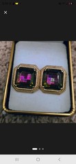 Schiaparelli Gilded Gold Vermeil Filigree with Iridescent Stone emerald cut…