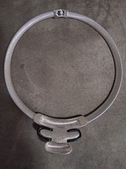 Monet Silver-Tone Omega Silver And Black Vintage Necklace