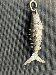 Vintage Articulated Fish Charm Pendant Sterling Silver Moving Segmented Koi
