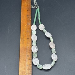 Phrehnite & Adventurine Stone Bead Necklace