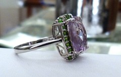 NEW SIGNED HT STERLING SILVER TOURMALINE CHROME DIOPSIDE GEMSTONE RING SIZE 9.5