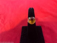 VINTAGE 18kt GOLD RING 8.5 CWT. YELLOW TOPAZ OVAL CUT RING SIZE 5.25 TO 5.50