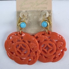 KENNETH JAY LANE KJL Faux Turquoise Simulated Coral Lever Back Pierced Earrings