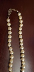 Vintage 1957 Japanese Cultured Akoya Pearl Necklace W/Sterling Clasp 16″ Cream