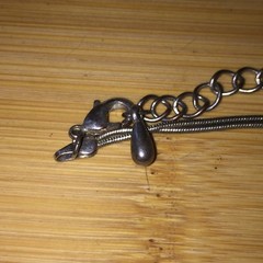Vintage Teardrop Pendant Necklace Silver-Tone Metal Acrylic Adjustable