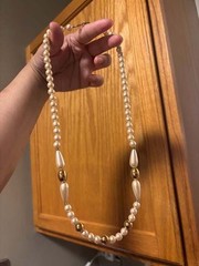 Vintage 1980s Napier Faux Pearl and Gold Tone Statement Necklace