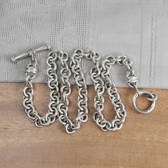 Vintage Sterling Silver BOROX 69⅕g Heavy Rolo Link 18″ Chain Toggle Necklace 925