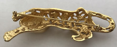 VTG 1986 Signed Lady Remington Tiger Cat Brooch with Jeweled Collar 3.5″