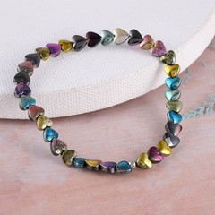 Natural Multi Hematite Stone Bracelet Stretchable Bracelet Heart Shape Stone