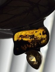 VTG Charles Albert 925 Sterling Silver Jasper, Amber and Citrine Pendant MASSIVE