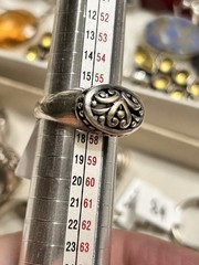 Sterling Silver 925 Statement Scroll Signet Ring Artistic Filigree Openwork, S 8