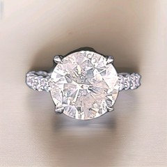 Vintage Platinum Engagement Ring 9.65CT. Natural Diamond Round Shape AGI Cert