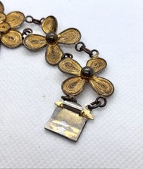 Vintage 1930s Art Deco Filigree Floral Bracelet Gold Tone 7 Inches