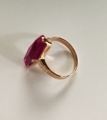 Vintage USSR Soviet Russian Star 58314k Rose Gold Pink Amethyst Ring Size 6.75