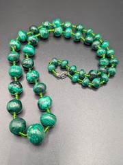 Vintage Malachite Graduated Beads Necklace