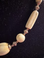 Vintage jewelry Necklace Metal wood Bone handcrafted Art custom C1930-40