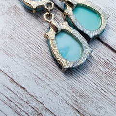 Vintage Earrings For Pierced Ears – Bluey Green Tones Dangle