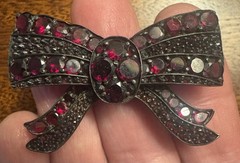 Estate Victorian Bohemian Garnet Bow Pin
