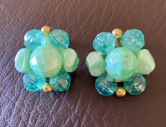 Vintage Estate Clip Ons Screw Back Earrings Lot 5 Pairs Glass Cameo Faux Pearl