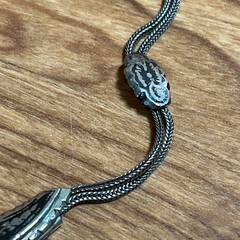 Vintage Antique 800 Silver Lapis 18 In Necklace with Inset Stone