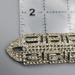 Vtg Apex Pot Metal Brooch Art Deco Bar Pin Rhinestones Large Silver Tone READ