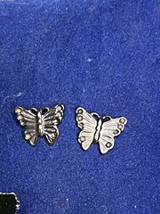 Cute ,Vintage Silver Tone Molded Butterfly Earrings -Adults, Teens, Kids-Fashion