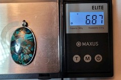 Vintage Handmade Copper Turquoise Oval Pendant pendant Sterling 925 6.87gr