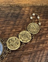 Vintage Victorian Revival Blue Cameo Medallion Bracelet