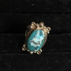 Lot of 5 Vintage Silver Turquoise Rings Size 5-5.5