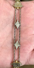 Vintage Y2K Gold Tone Rhinestone Geometric Bracelet 7.5” Adjustable Stackable