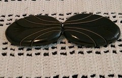 Vtg Bakelite Belt Buckle Chocolate Brown Gold Tone Accent Carved Belt Buckle