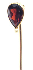 Antique 14K Almandine Garnet Stick Pin w/Pearl