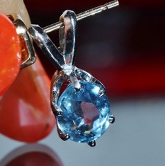 14k white gold pendant 0.80ct aquamarine solitaire charm vintage 0.88gr N3688