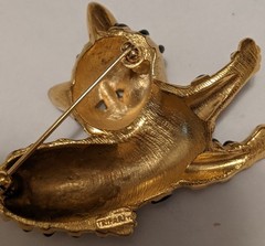 Vintage Trifari Tiger Cub Ark Series Brooch Pin 1966 Green Eyed Kitten Cat