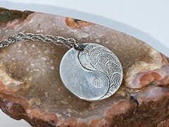 Asian Vintage Sterling Silver Ying Yang Pendant Necklace Needs Clasp TLC