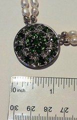 Jtv Double Seed Pearl Strand With Chrome Diopside Medallion….