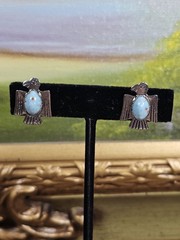 Vintage Silvertone Faux Turqouise Thunderbird Southwestern Style Screwback…