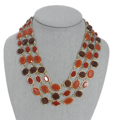 Ann Taylor Georgian Collet Necklace 3 Strand Riviere Anna Wintour Faux Carnelian